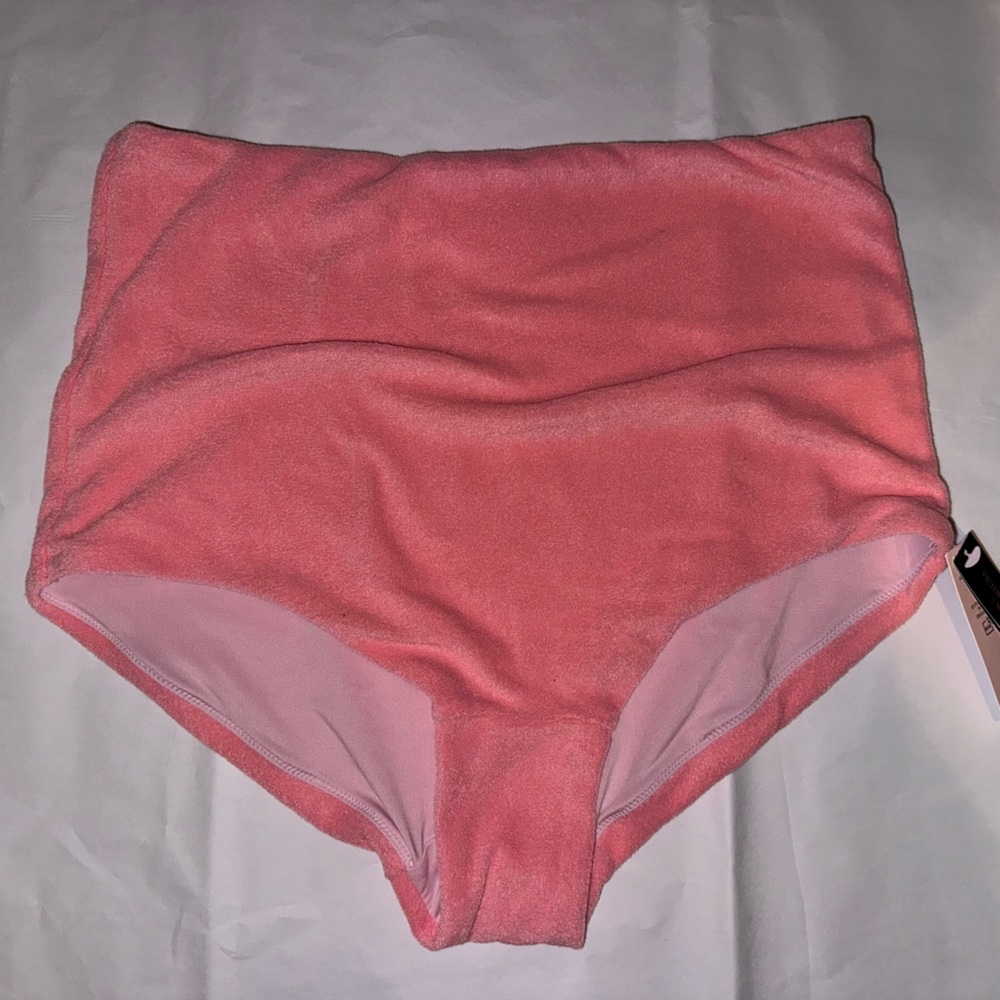 MEDIUM Spring 2022 VICTORIA’S SECRET Coral Pink TERRY CLOTH Swimsuit Full Bottom
